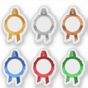 Faux Award/Certificate Seal Rosett band (6ClrHollo Klistermärken