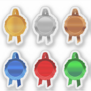 Faux Award/Certificate Seal Rosett band (6ClrsPlai Klistermärken