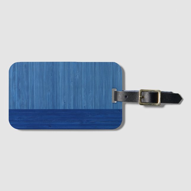 Faux Bamboo Gräns Wood Grain in Cobalt Blue Bagagebricka (Framsida horisontal)