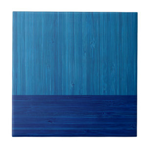 Faux Bamboo Gräns Wood Grain in Cobalt Blue Kakelplatta