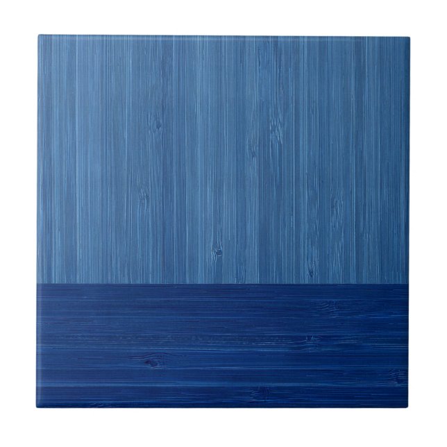 Faux Bamboo Gräns Wood Grain in Cobalt Blue Kakelplatta (Framsidan)