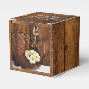 Faux Barn Wood CowboyBoots Daisys Horse Bröllop Presentaskar