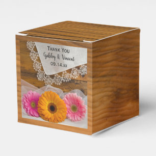 Faux Barn Wood Daisy Trio Snöre Bröllop Presentaskar