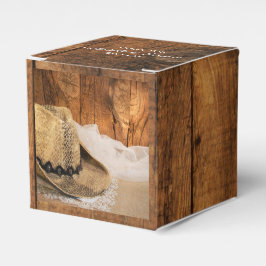 Faux Barn Wood och Cowboy Hat Westerna Bröllop Presentaskar
