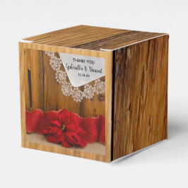 Faux Barn Wood Rustic Poinsettia Winter Wedding Presentaskar