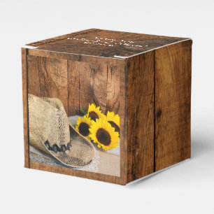 Faux Barn Wood, Solblommor, Cowboy Hat Bröllop Presentaskar