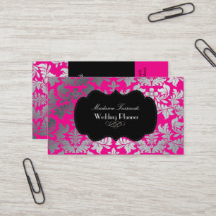 Faux baroque-damm i silver/DIY färger rosa+svart Visitkort