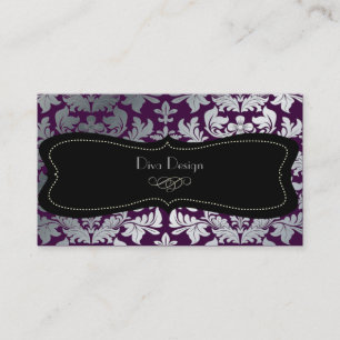 Faux baroque-dammen silver DIY färg/lila/svart Visitkort