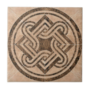 Faux Beige Brown Marble Mosaic Retro Tile Kakelplatta
