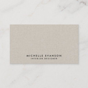 Faux Beige Linen Elegant Luxe Professionell Visitkort