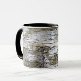 Faux Birch Träd Bark Struktur Titta Mönster Mugg