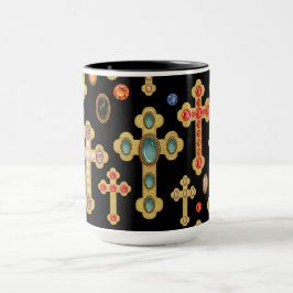 Faux Birthstone Kor och Loose Gems on Black Mugg