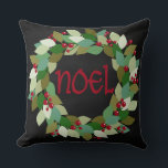 Faux Black Chalkboard | Noel Wans Kudde<br><div class="desc">En rustisk julkudde med en svart bakgrund i kritan,  en vacker andedräkt och ord NOEL. Lägg till text i kuddens framsida eller baksida om du vill!</div>