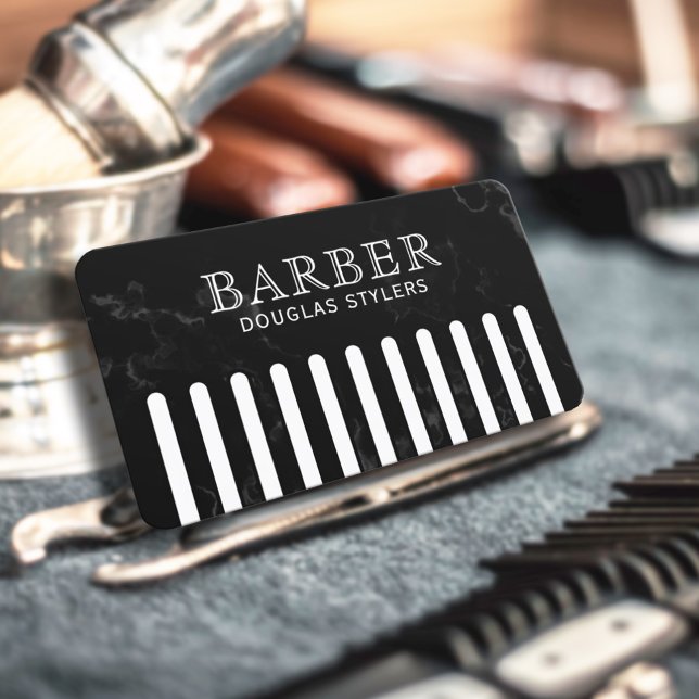 Faux black comb barber visitkort (Skapare uppladdad)