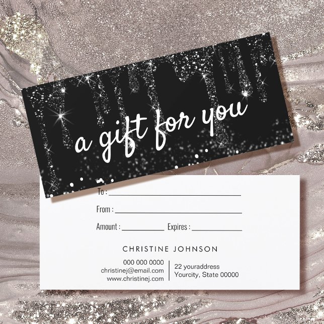 Faux black glitter dricks-presentkort (Skapare uppladdad)