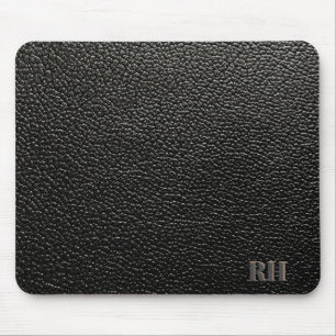 Faux Black Leather Anpassningsbar Monogrammed Init Musmatta