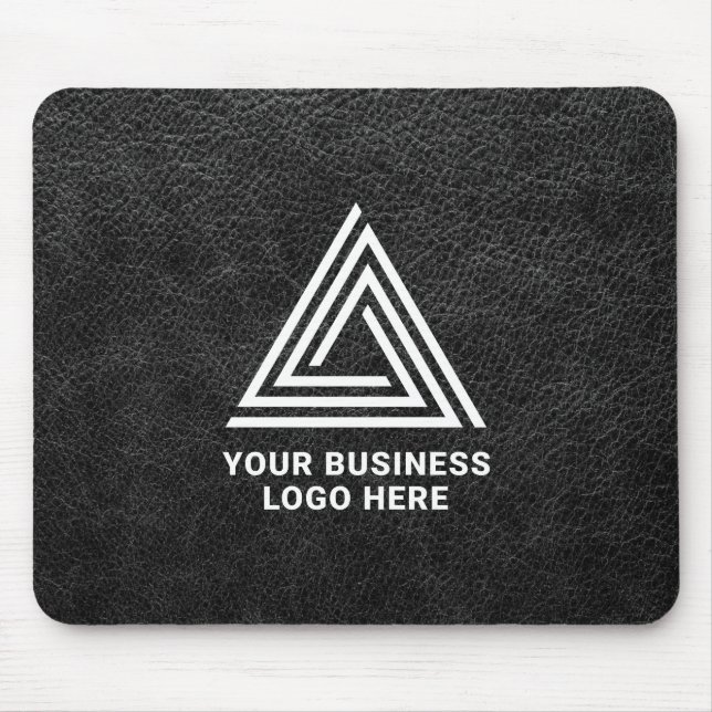 Faux Black Leather Modern Business Logotyp Musmatta (Framsidan)