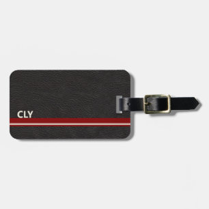 Faux Black Leather Monogram Mörk Red Pub Bagagebricka