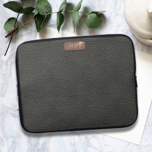 Faux Black Leather Se Monogram Laptop sleeve
