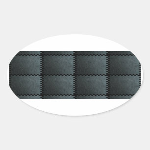 Faux Black Leather Struktur Ovalt Klistermärke