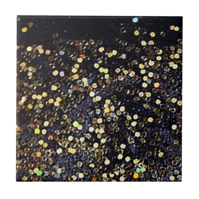 Faux Black och Guld Sequenced Tile Kakelplatta (Framsidan)