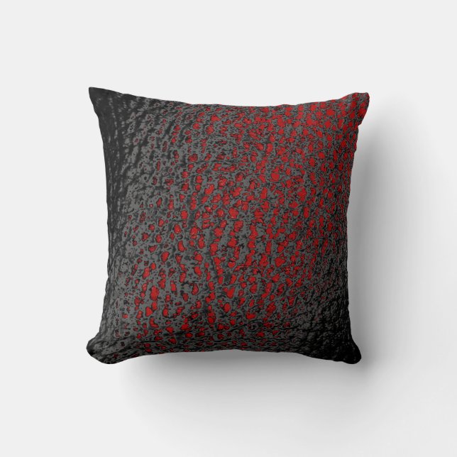 Faux Black & Red Leather Design Kudde (Framsida)