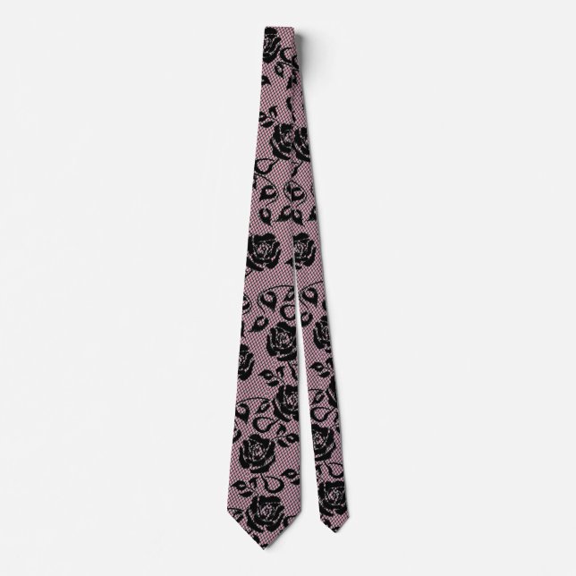 Faux Black Ro Snöre Elegant  Fishnet Neck Tie Slips (Framsida)