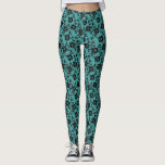 Faux Black Ro Snöre Fishnet Turkvoise Leggings<br><div class="desc">Färger - Faux Black Ro Snöre Fishnet Romantic Roligt Modern Flowers and Löv Gift - Välj/lägg till din favoritbakgrund färg. Du kan också lägga till texten / namn. Ändra storlek och flytta eller ta bort / lägg till inslag - bild / text med anpassning till verktyg. Utformning efter MIGNED. Se...</div>