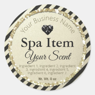 Faux Black Silver Glitter Handmade Spa Runt Klistermärke