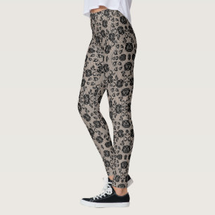 Faux Black Snöre Fishnet Leggings