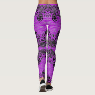 Faux Black Snöre Lila Fishnet Leggings Ditt Färg