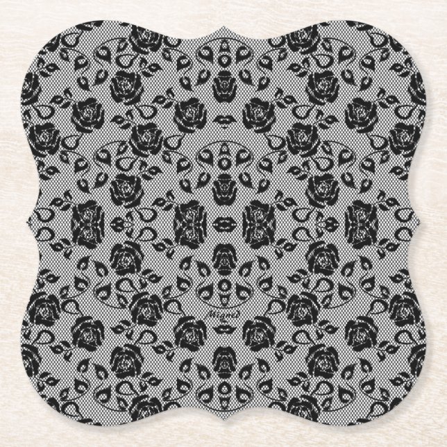 Faux Black Snöre Ro fisknät Papper Underlägg (Framsida)