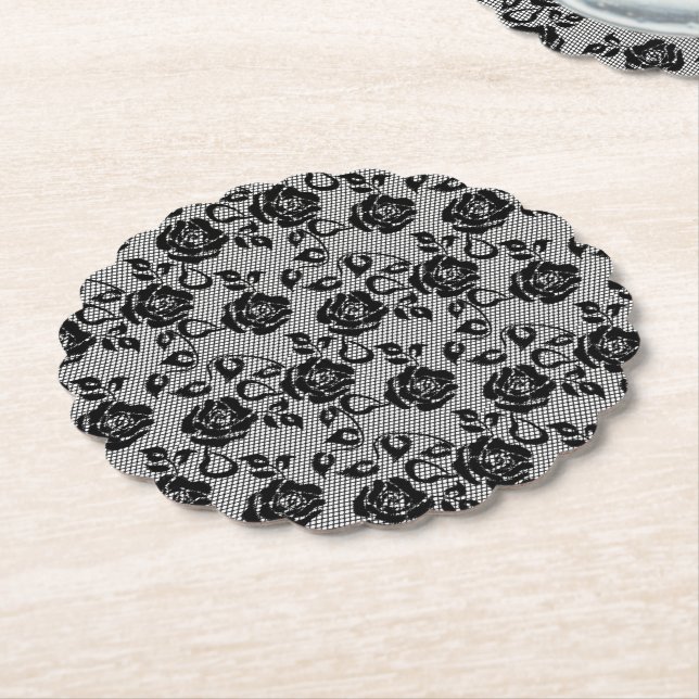 Faux Black Snöre Ro fisknät Papper Underlägg (Vinklad)