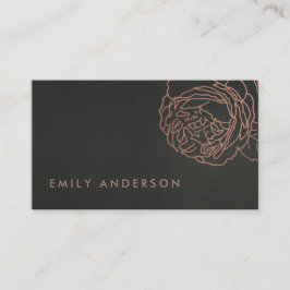 FAUX BLACK STEEL GRÅTT  ROSA ROS GULD BLOMMIGT VISITKORT