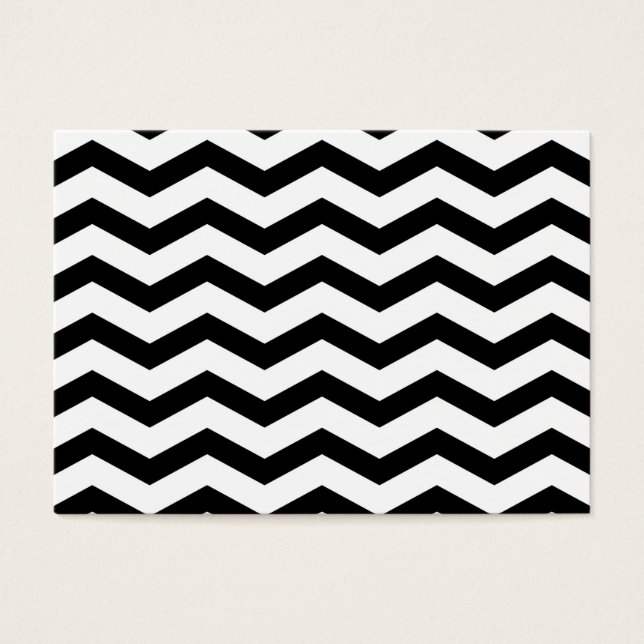 Faux Black White Foil Chevron Zig Zag Mönster Visitkort (Framsidan)