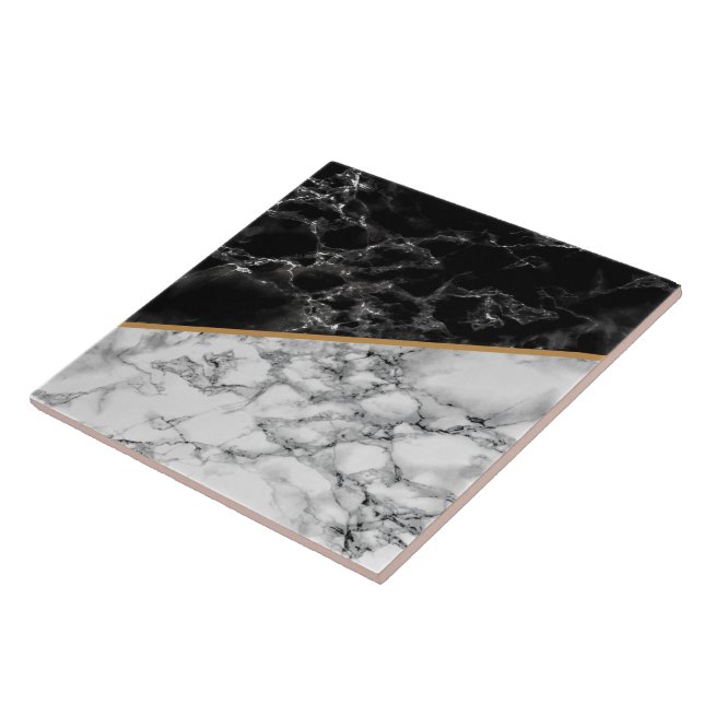 Faux Black White Marble Ceramic Tile Kakelplatta (Sidan)
