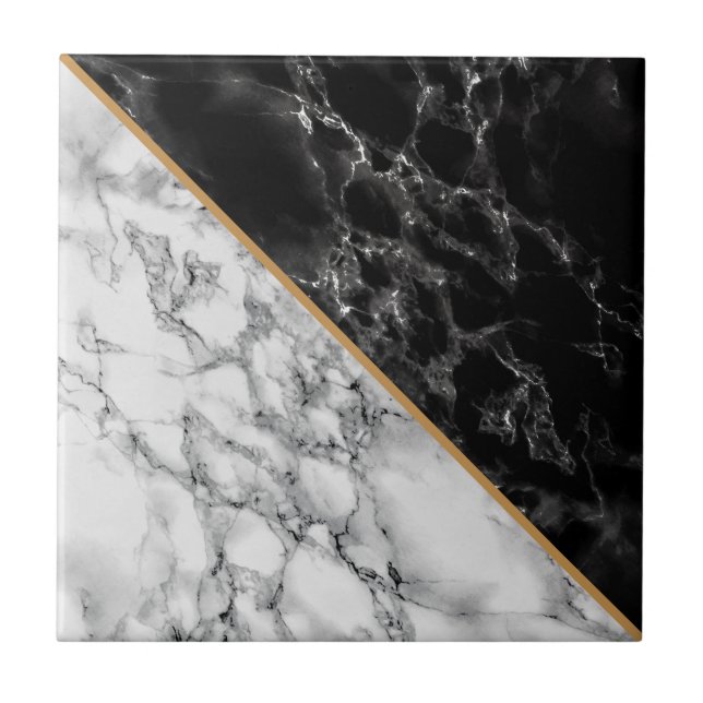 Faux Black & White Marble Stone - Luxury Kakelplatta (Framsidan)