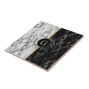 Faux Black White Marble Tile med Anpassningsbar Br Kakelplatta