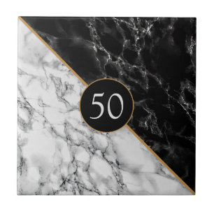 Faux Black White Marble Your Personlig Tile Kakelplatta
