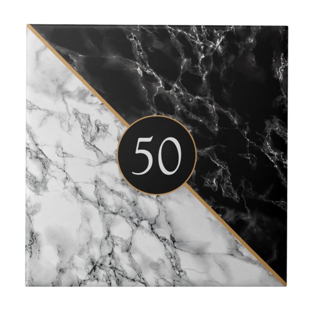 Faux Black White Marble Your Personlig Tile Kakelplatta (Framsidan)