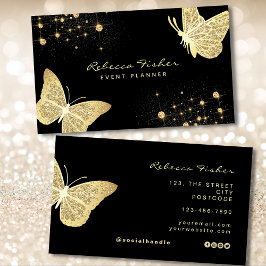 Faux Blek Ivory Guld Butterfly Gnistra Visitkort