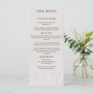Faux Blind Embossed Arch Wedding Menu Card Meny