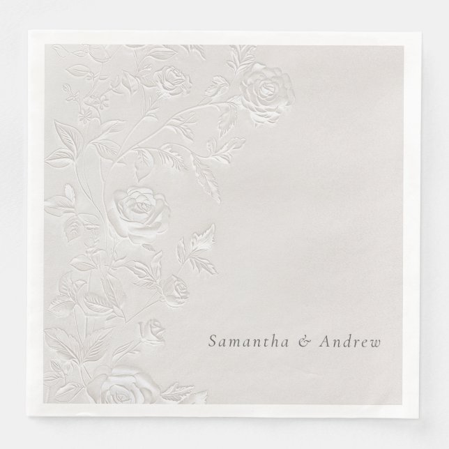 Faux Blind Embossed Arch Wedding Napkins Elegant  Pappersservett (Framsida)