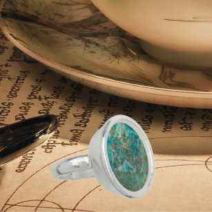 Faux Blue Chrysocolla Mineral Stone Ring