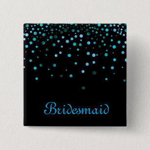 Faux Blue Confetti Elegant Sparkles Bridesmaid Knapp