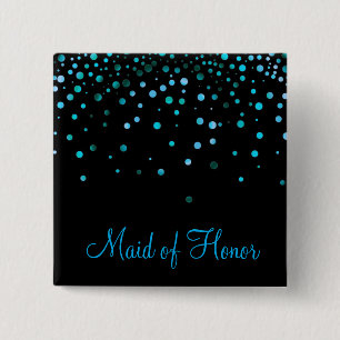 Faux Blue Confetti Elegant Sparkles Maid of honor Knapp