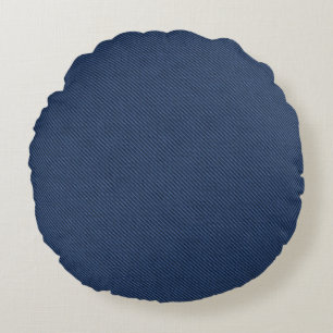 Faux Blue Denim Fabric Round Pillow Rund Kudde