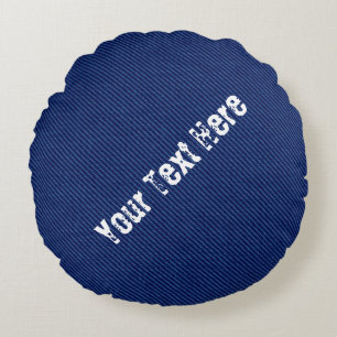 Faux Blue Denim Round Pillow med Anpassningsbar Te Rund Kudde