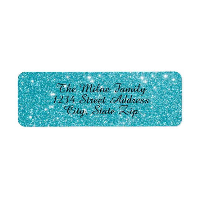 Faux Blue Glitter - Returetiketter Returadress Etikett (Framsidan)
