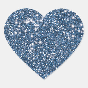 Faux Blue Glitter Struktur liknar grafik Hjärtformat Klistermärke